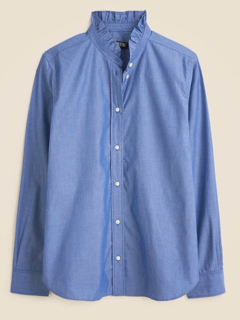 J. Cew Jules ruffle-collar shirt in cotton poplin | 2 Tall | NWT